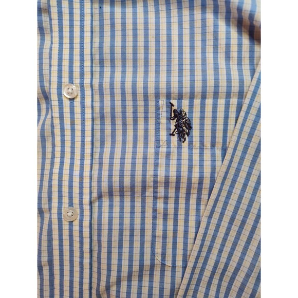 Men's U.S. Polo Assn Slim Fit Long Sleeve Dress Shirt White Blue Large - Picture 4 of 6